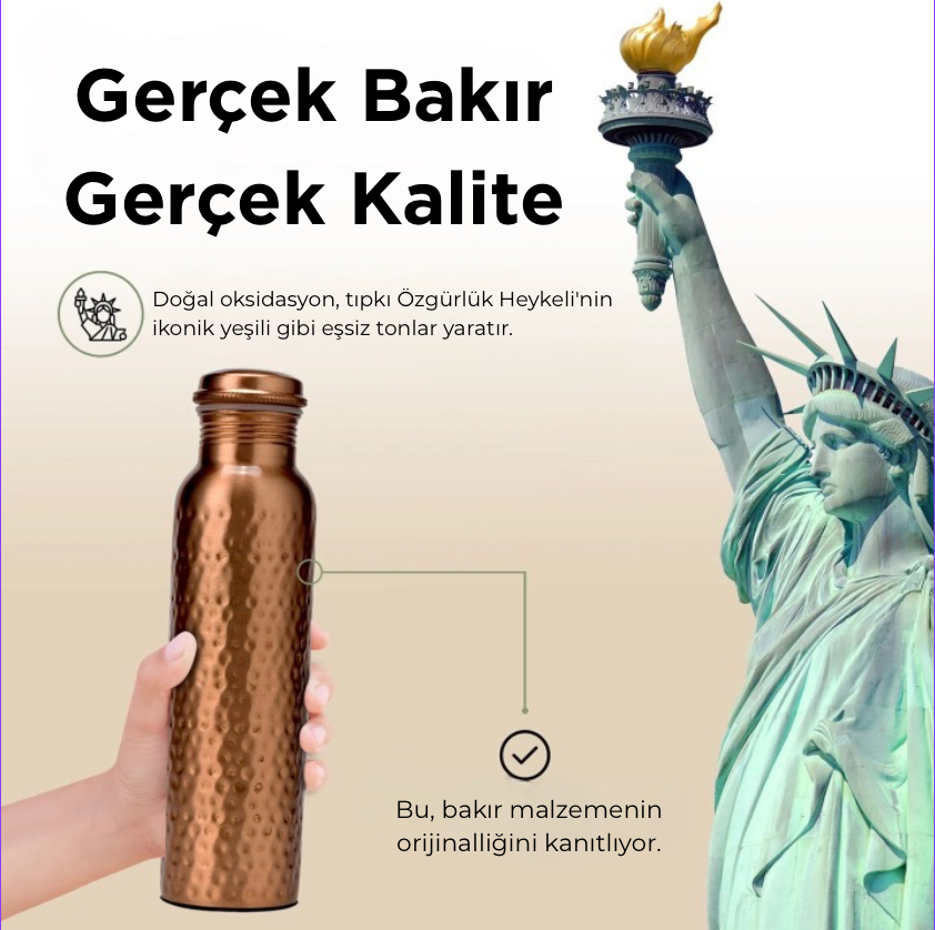 El Yapımı Ayurvedik Bakır Su Şişesi – Geleneksel Ustalık