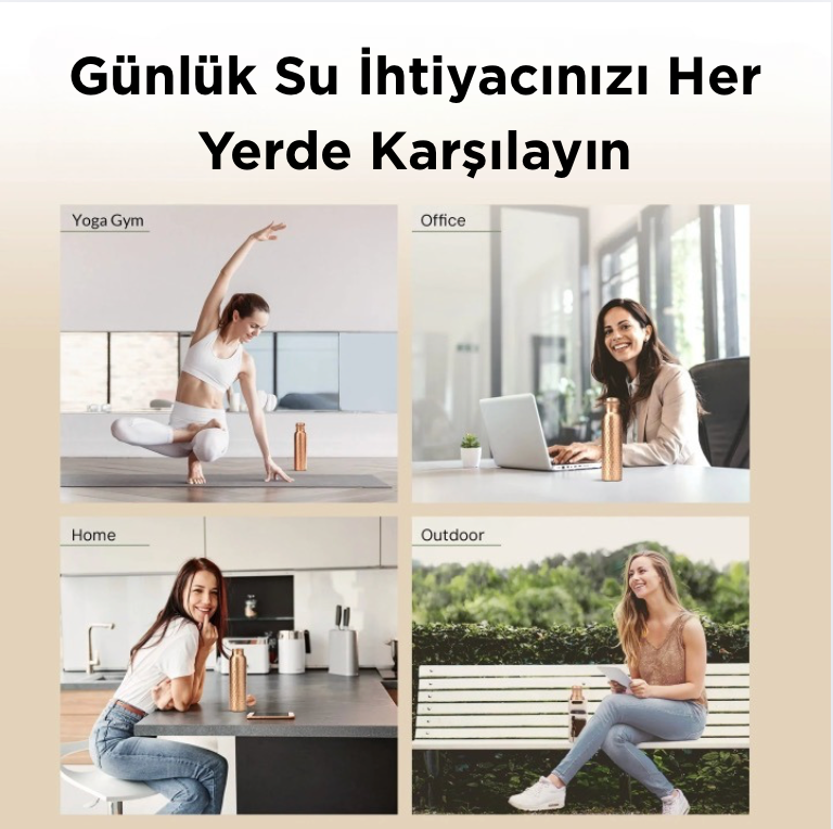 El Yapımı Ayurvedik Bakır Su Şişesi – Geleneksel Ustalık