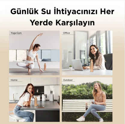 El Yapımı Ayurvedik Bakır Su Şişesi – Geleneksel Ustalık